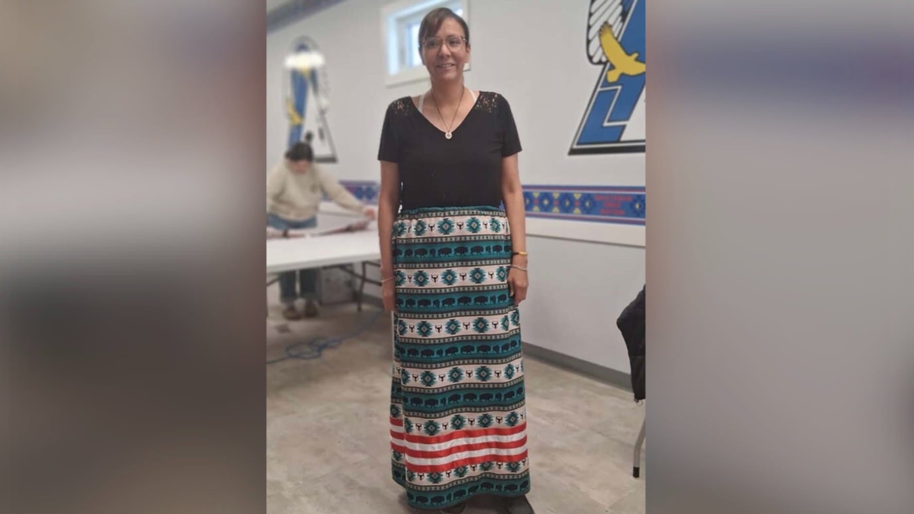 A ribbon skirt made during the workshop.