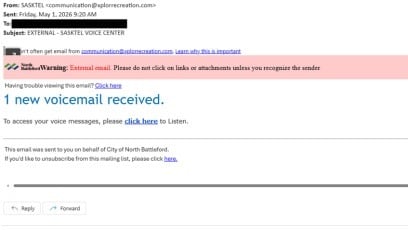Phishing scam email.