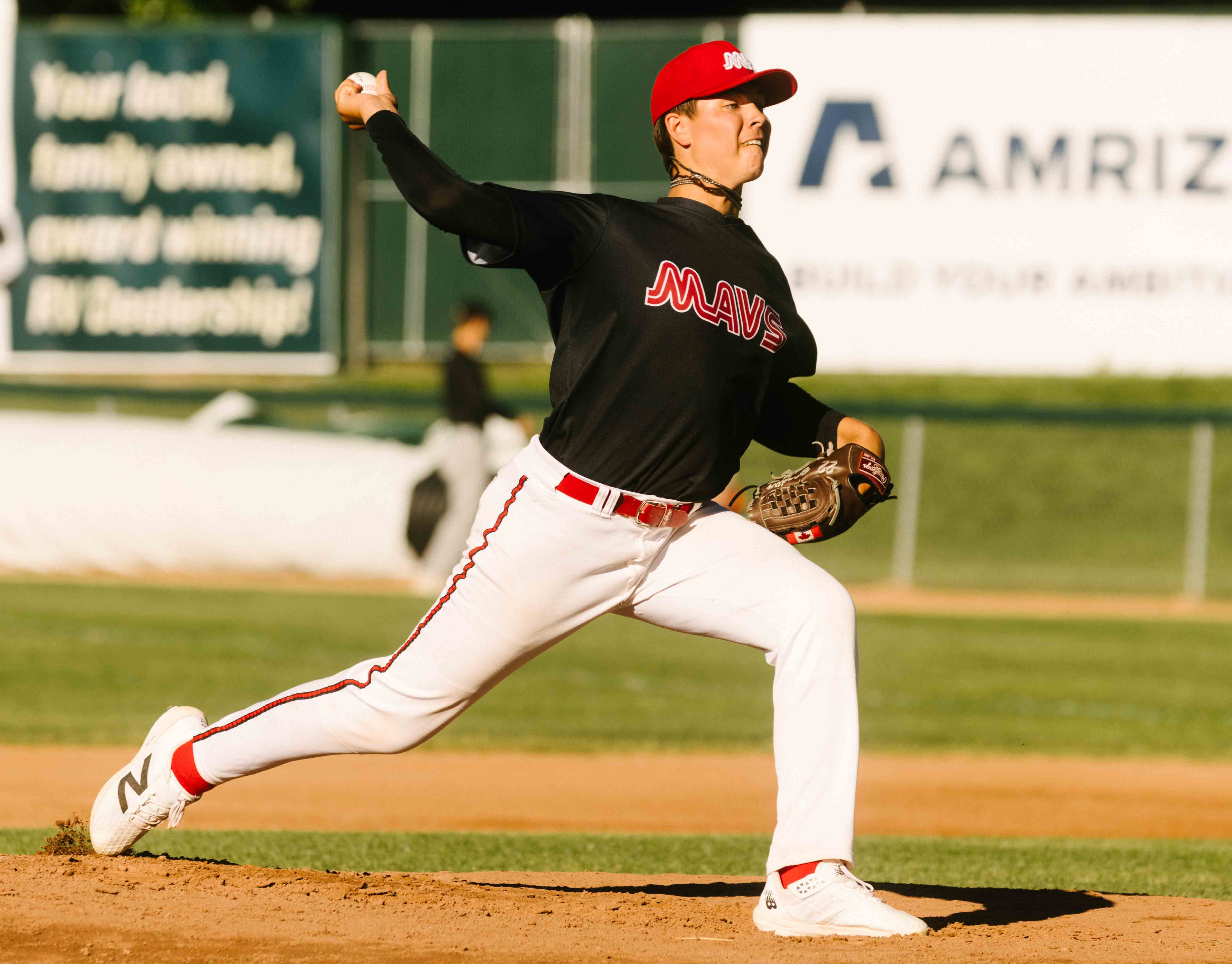 Meadow Lake’s Brandt Spencer pitches for the Medicine Hat Mavericks during a Western Canadian Baseball League game in 2026.