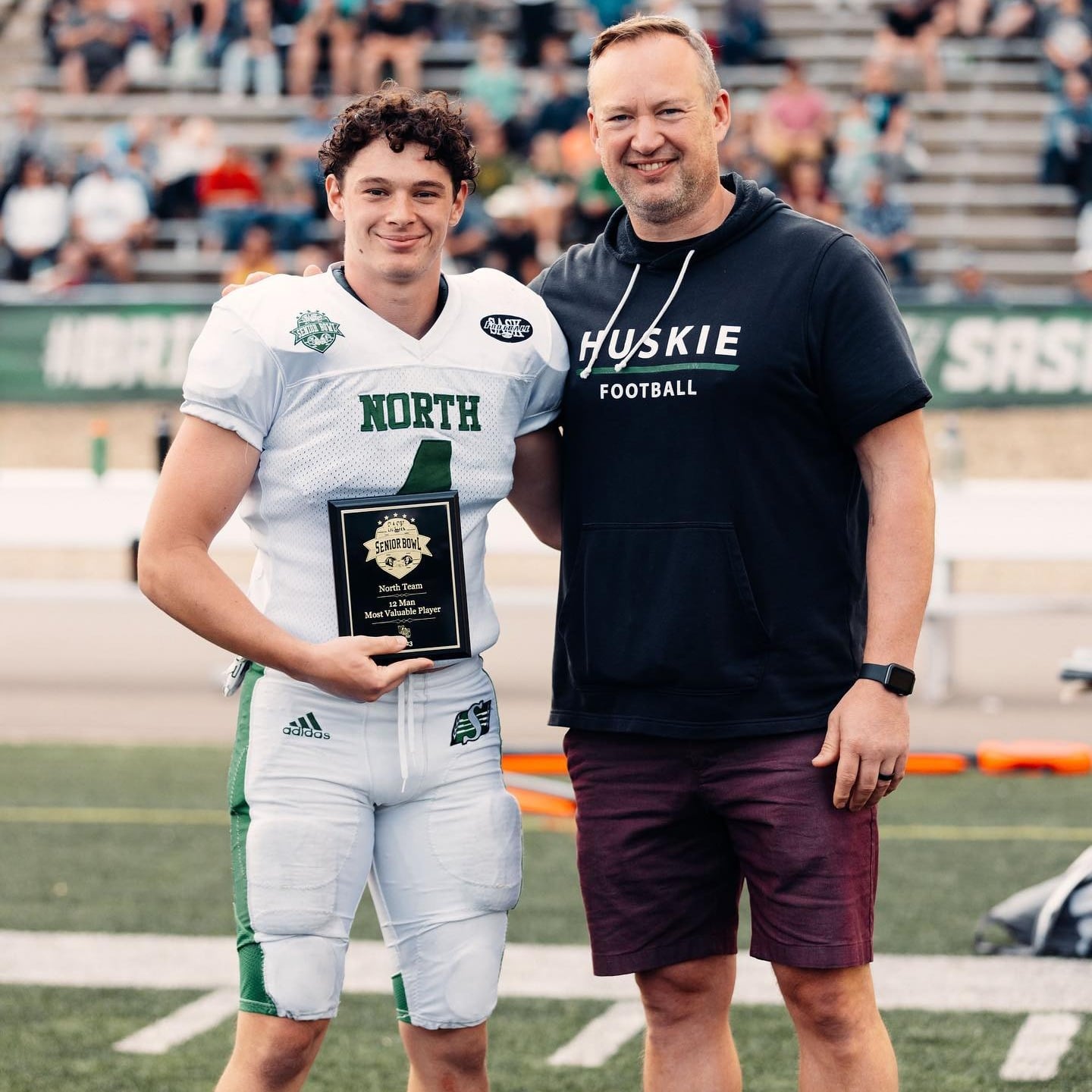 Tazmin Smith-Windsor took home the North MVP after leading the team to a 47-7 victory over the South in the Senior Bowl in Saskatoon on May 28, 2023.