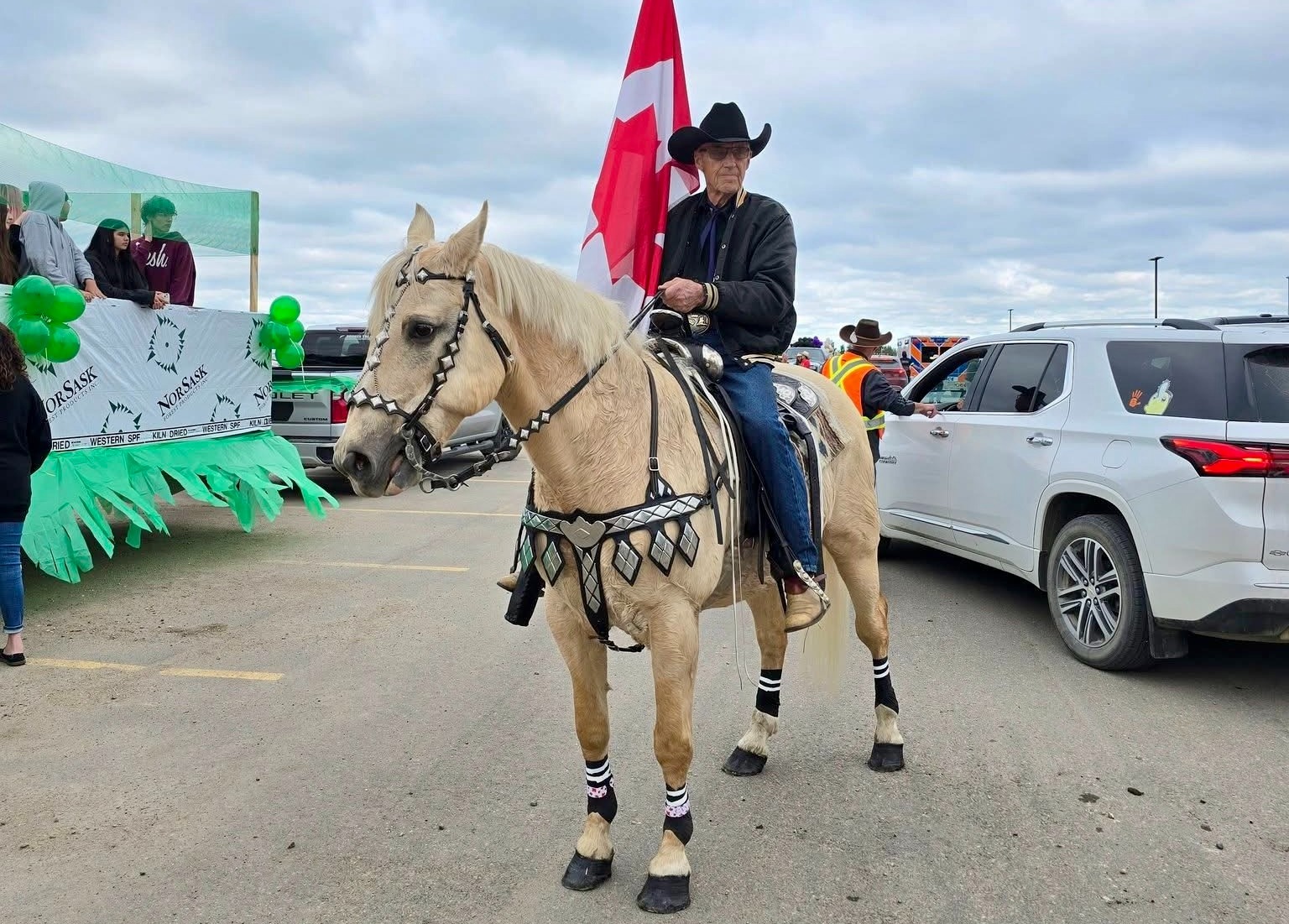 Gordon Alger rides his horse Willow at the front of the 2026 Meadow Lake Stampede parade. The 87-year-old has led the parade consistently since 1980 and was recognized with this year’s Best Horse award.