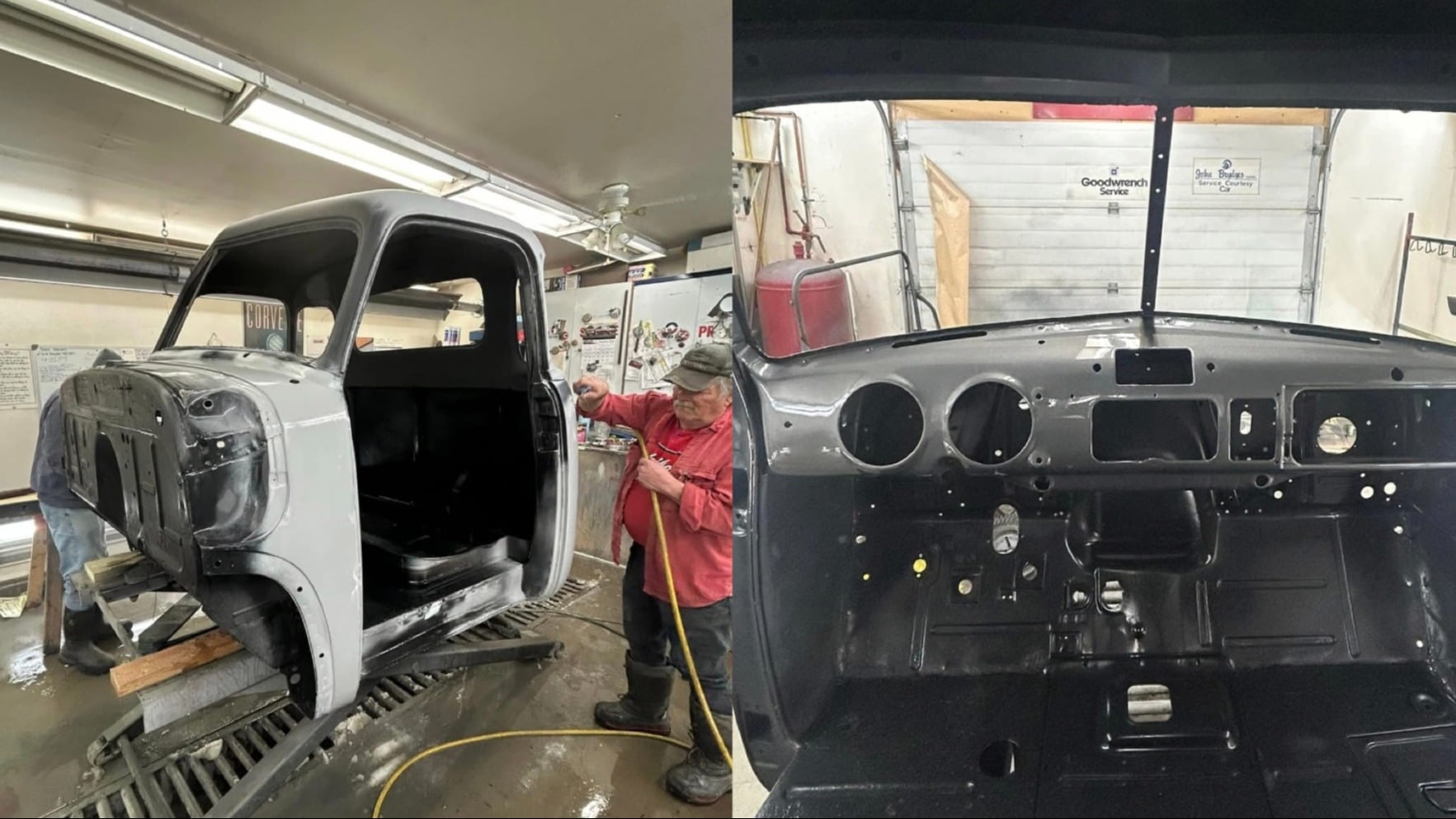 The tow truck restoration has been ongoing for several years.