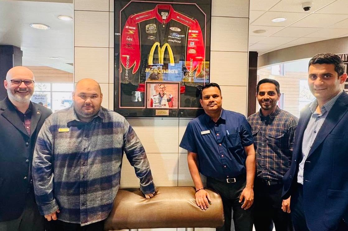 A photo taken when LaPlante's jacket was hung in the lobby of the 2nd Ave. McDonald's in Prince Albert.