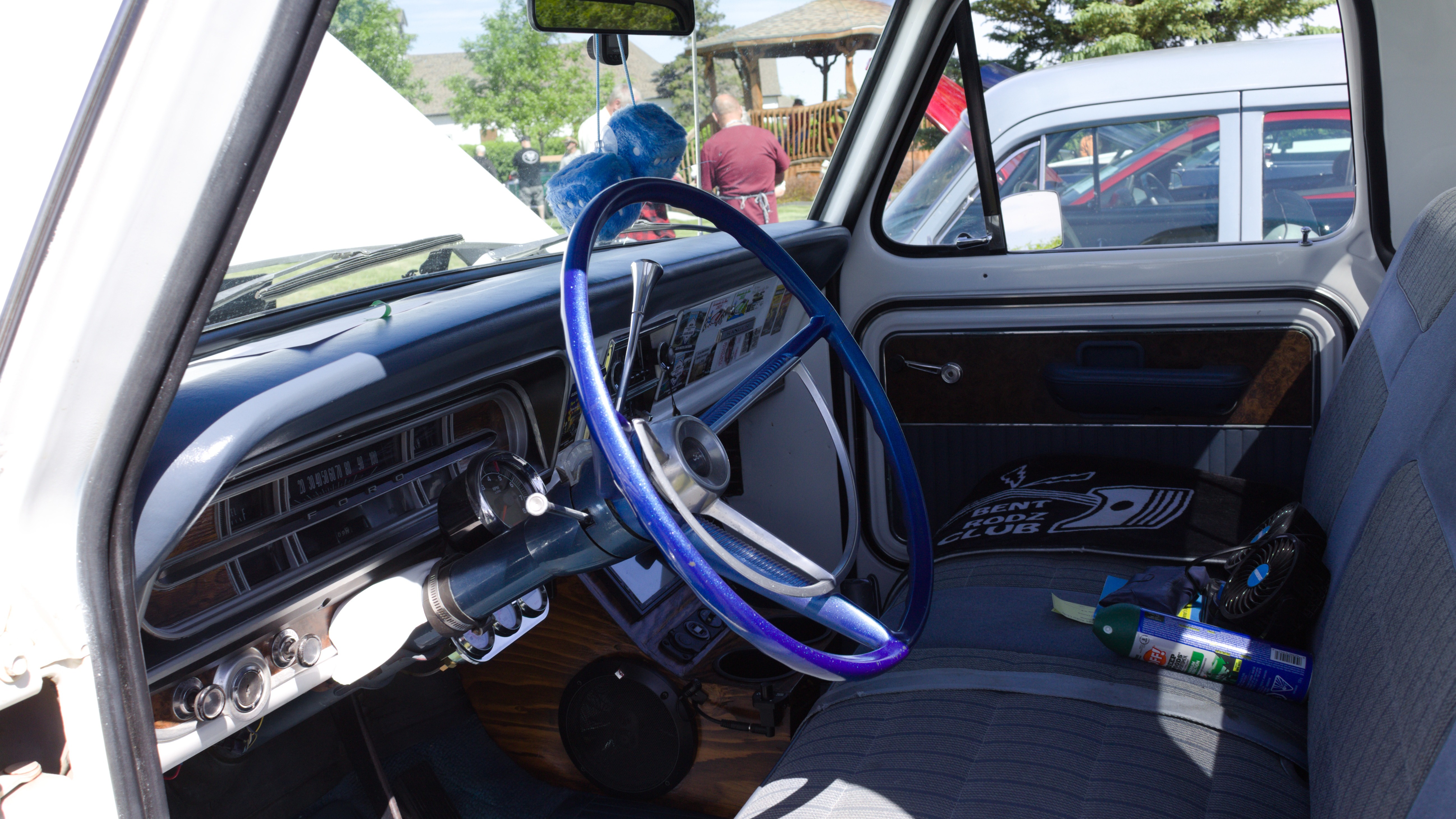Interior of Kelly Parkinson's truck.