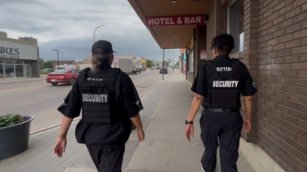 Vanessa Rosette and Cecile Moosomin patrolling in North Battleford.
