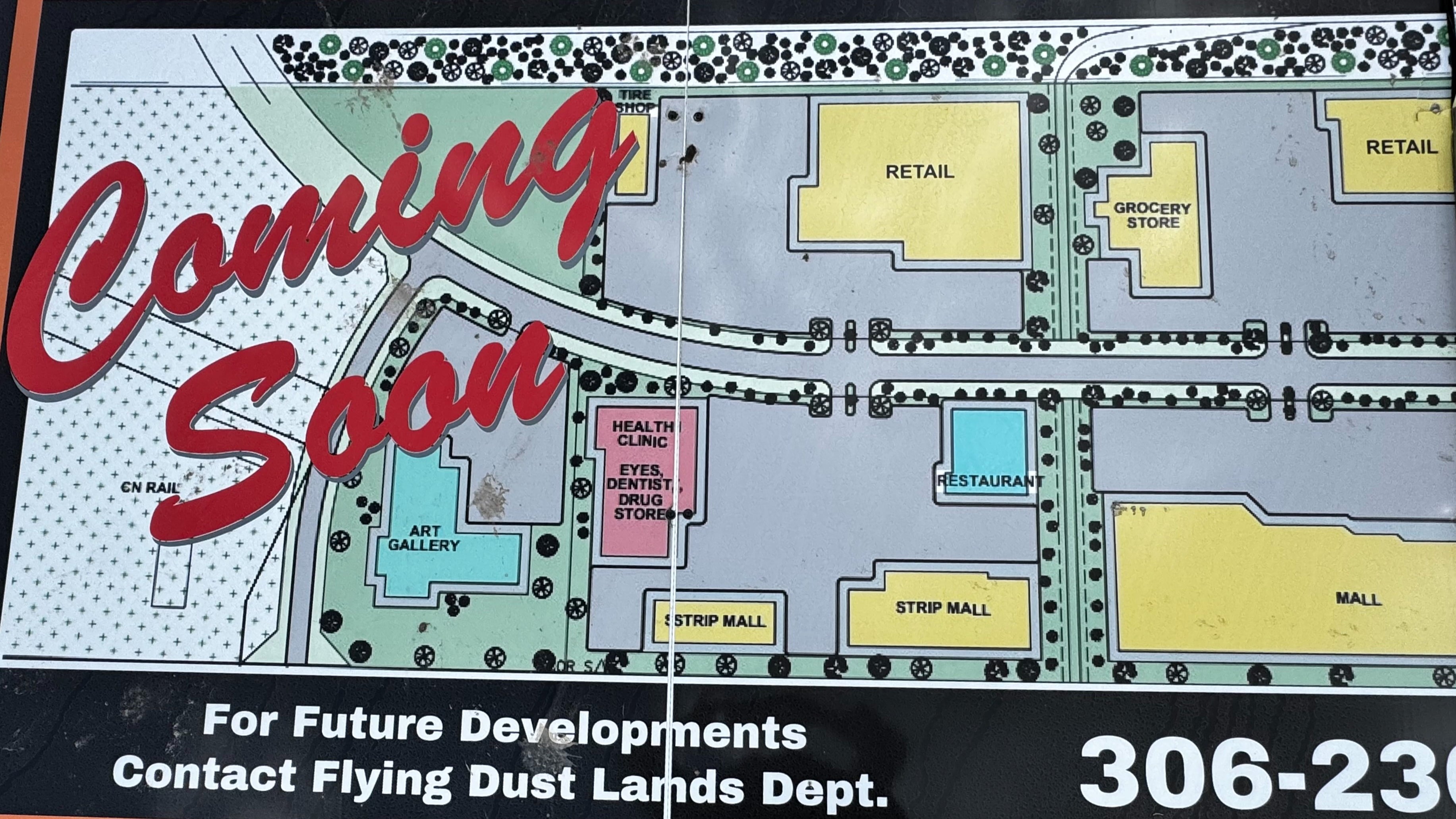 A rendering shows the Flying Dust First Nation’s planned commercial development along Railway Avenue in Meadow Lake.