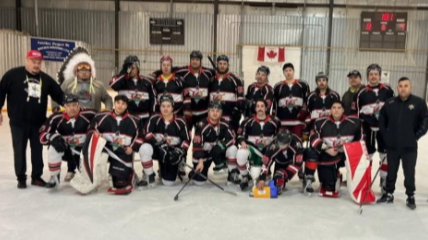 The hockey team representing Red Pheasant Cree Nation.
