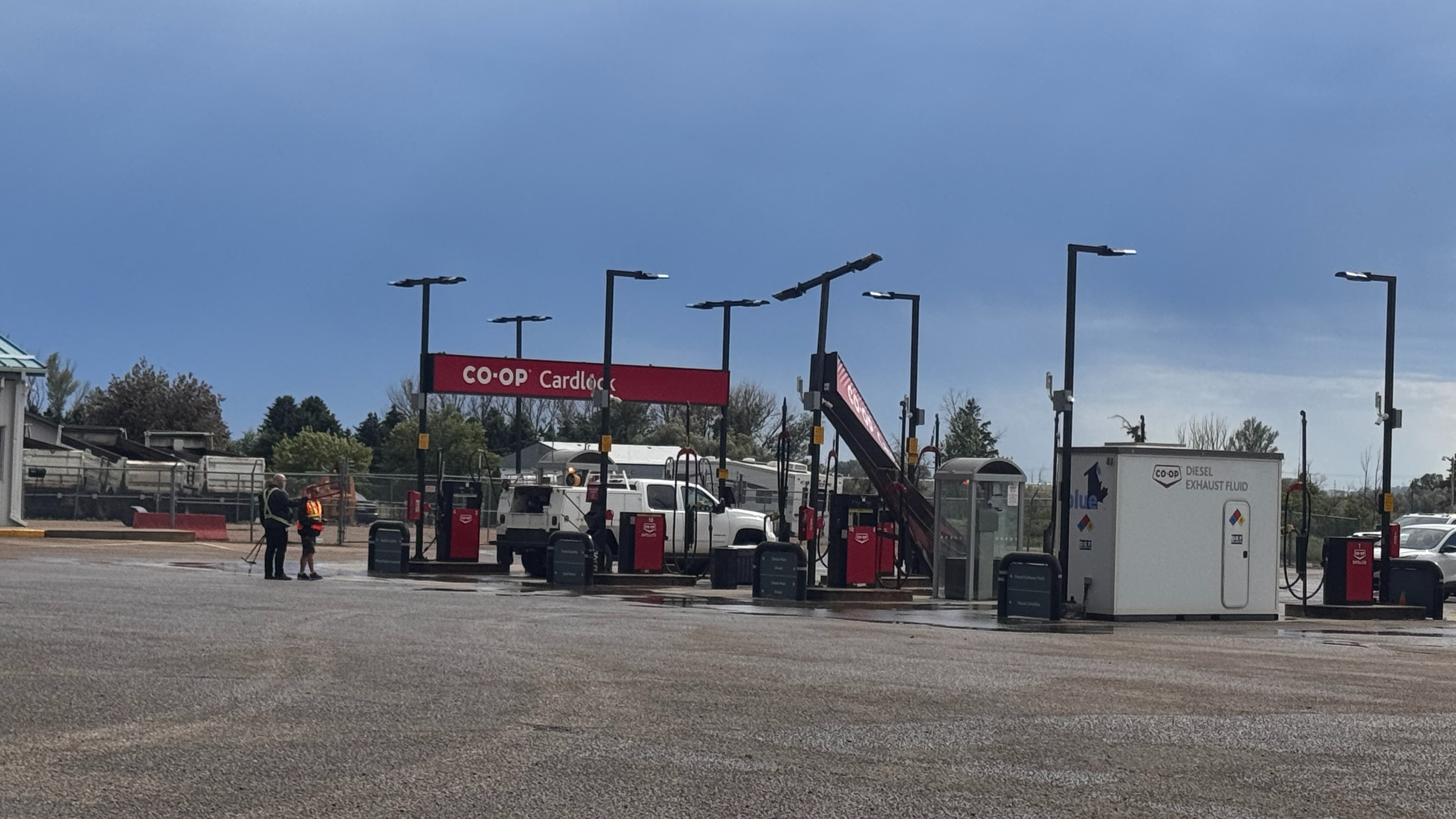 The storm on Tuesday in Medicine Hat caused damage throughout the community, including at the Co-op Cardlock north of the Medicine Hat Regional Airport.