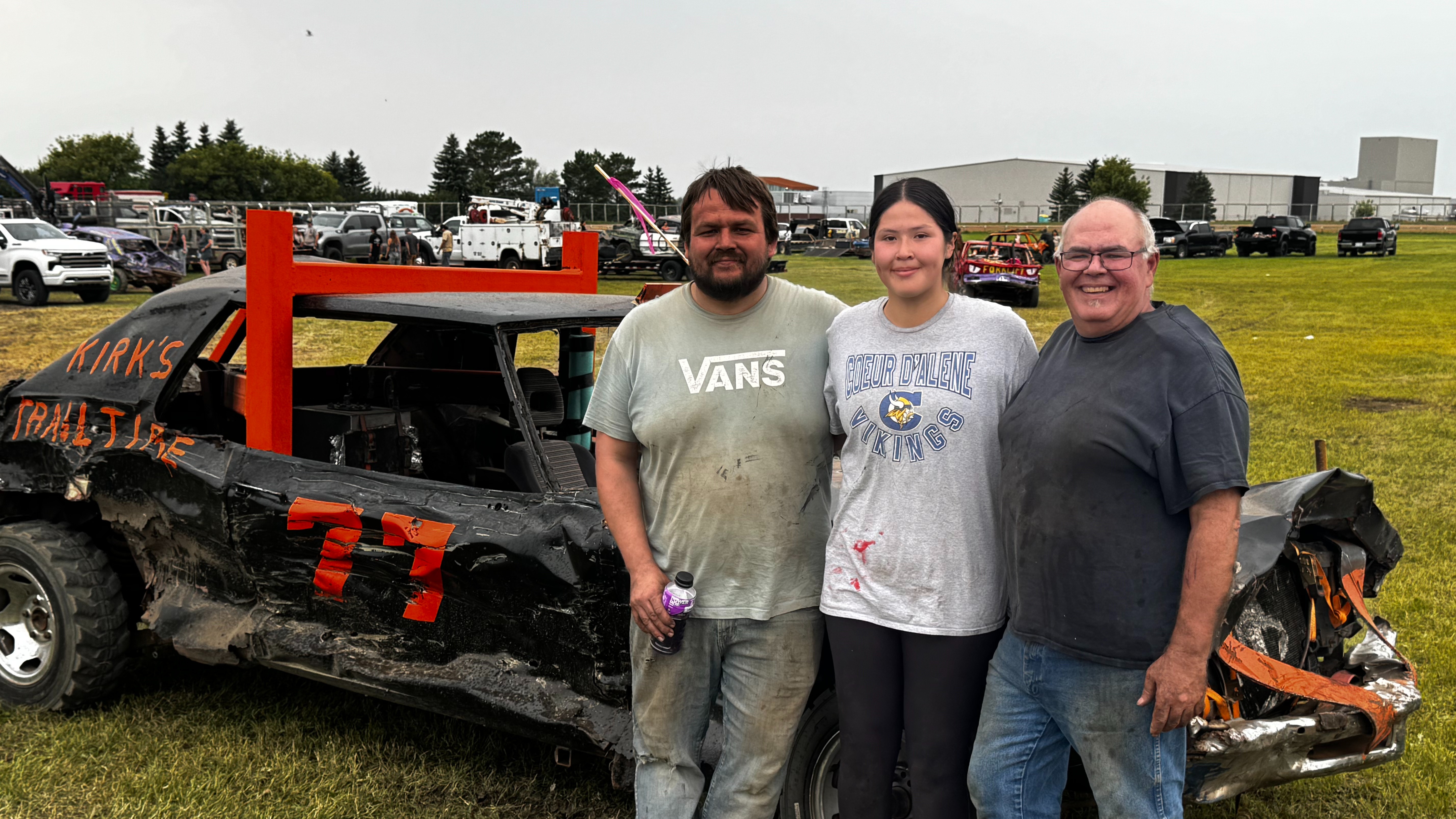 From left: Darren Poitras Jr., Alexi Saddleback and Darren Poitras Sr.