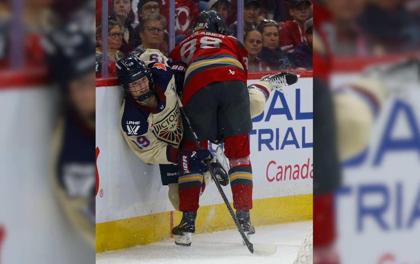 Kaitlin Willoughby (#19) takes a hit to make the play against the Ottawa Charge in Game 3 on May 18, 2026.