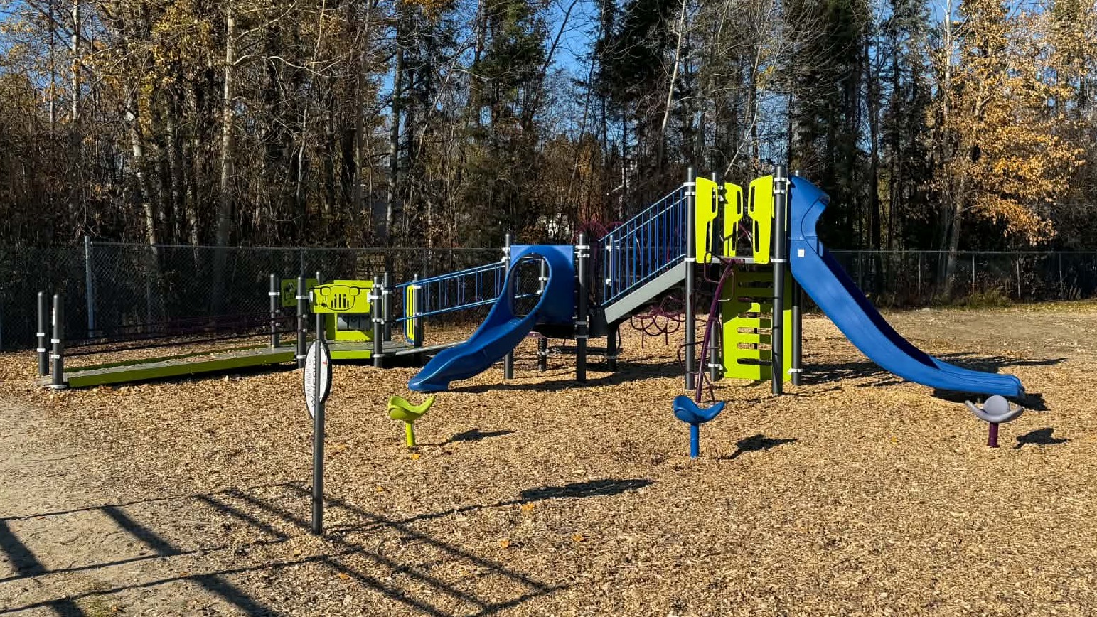 The playground structure at Gordon Denny Community School.