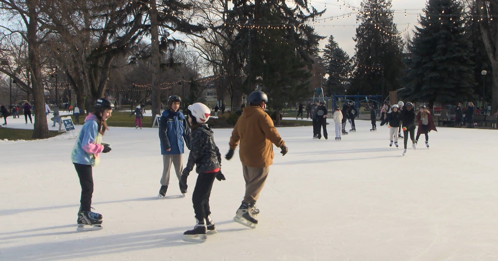 People using the Riverside Park rink on Jan. 16.