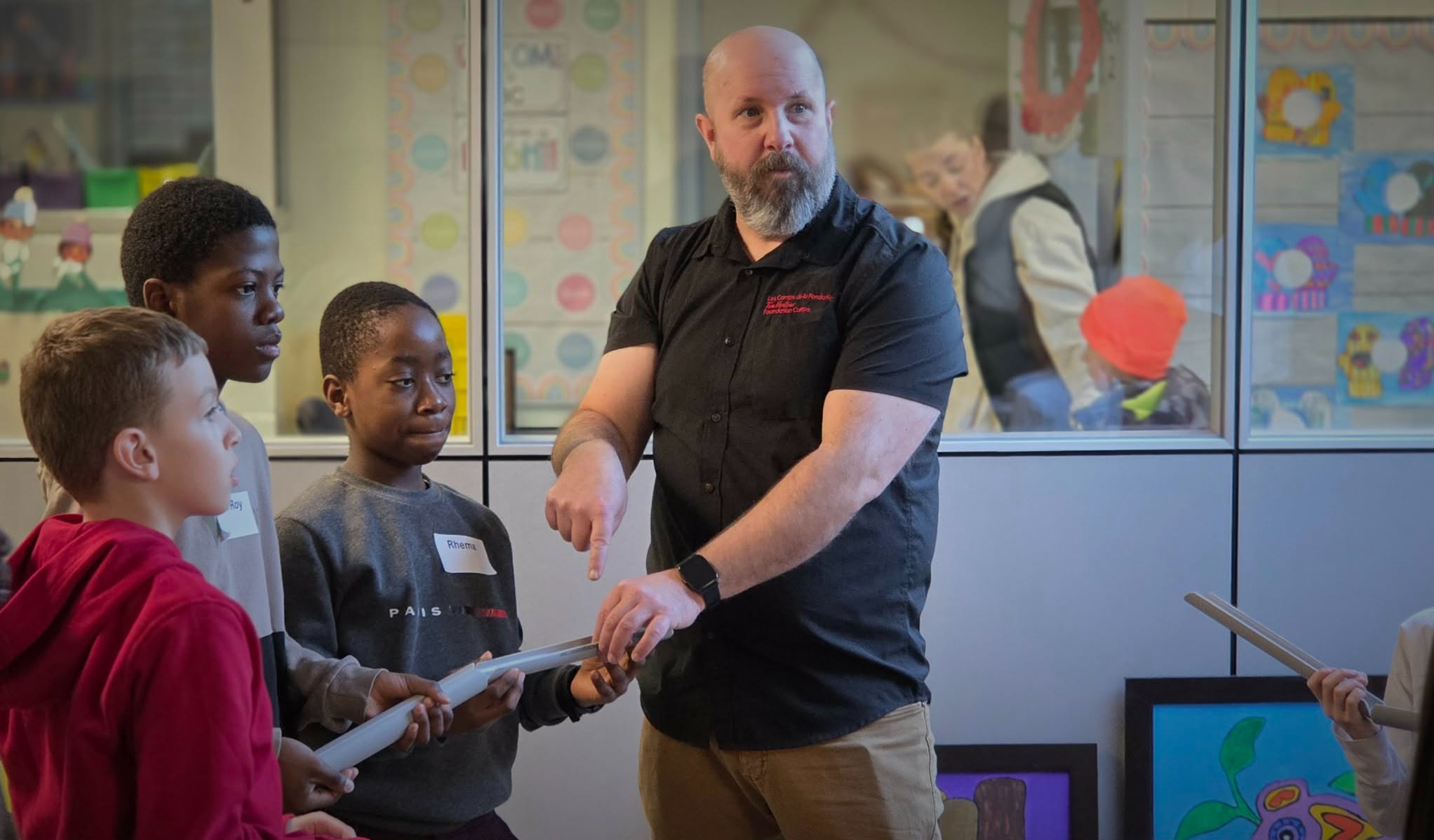 Shawn Stetson with Tims Foundation Camps leads a session of the Tims Classrooms Programs at Red Deer's Fairview Elementary on Jan. 14, 2026.