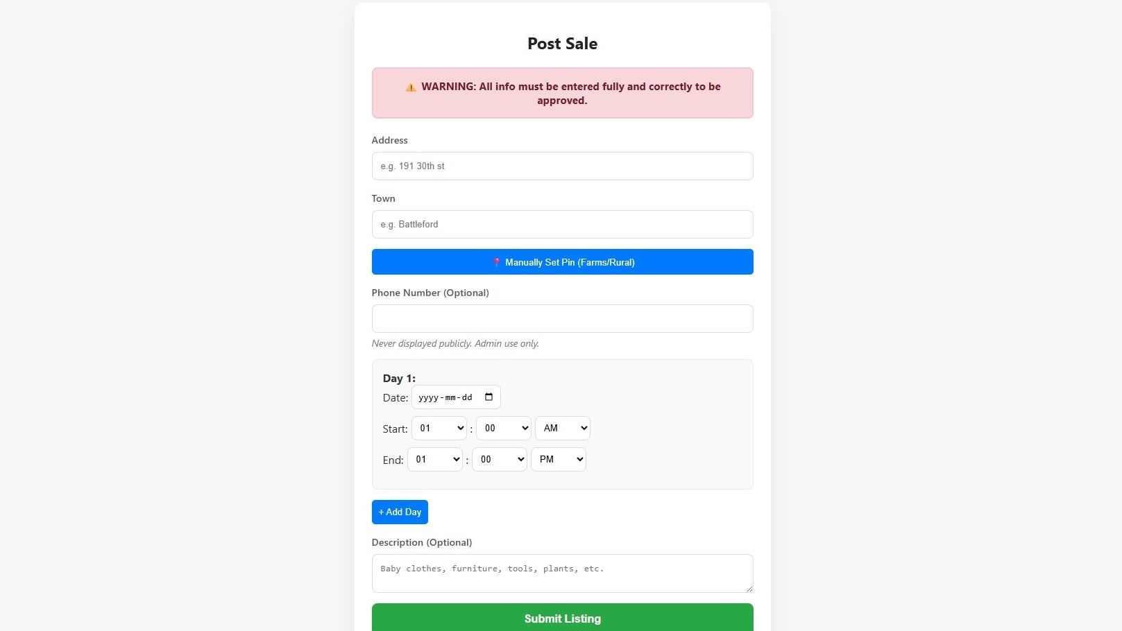 Creating a post on the website.
