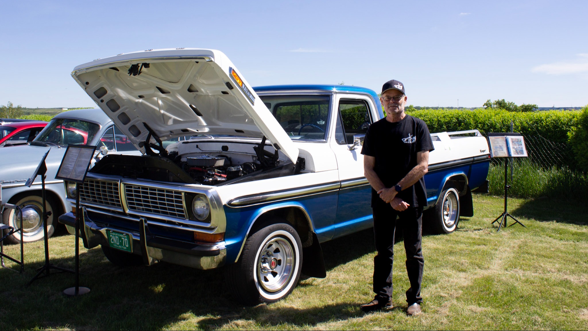 Kelly Parkinson, member of Battlefords Bent Rodz Car Club, with his 1970 F-100 Ford Ranger.