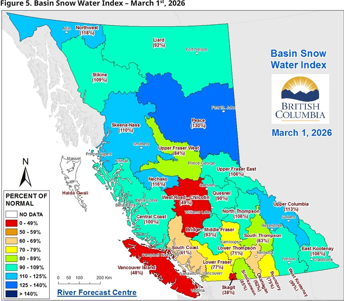 Below-average snowpack levels across the province increase drought concerns, as a weather system brings lower temperatures and more precipitation during the second week of March.
