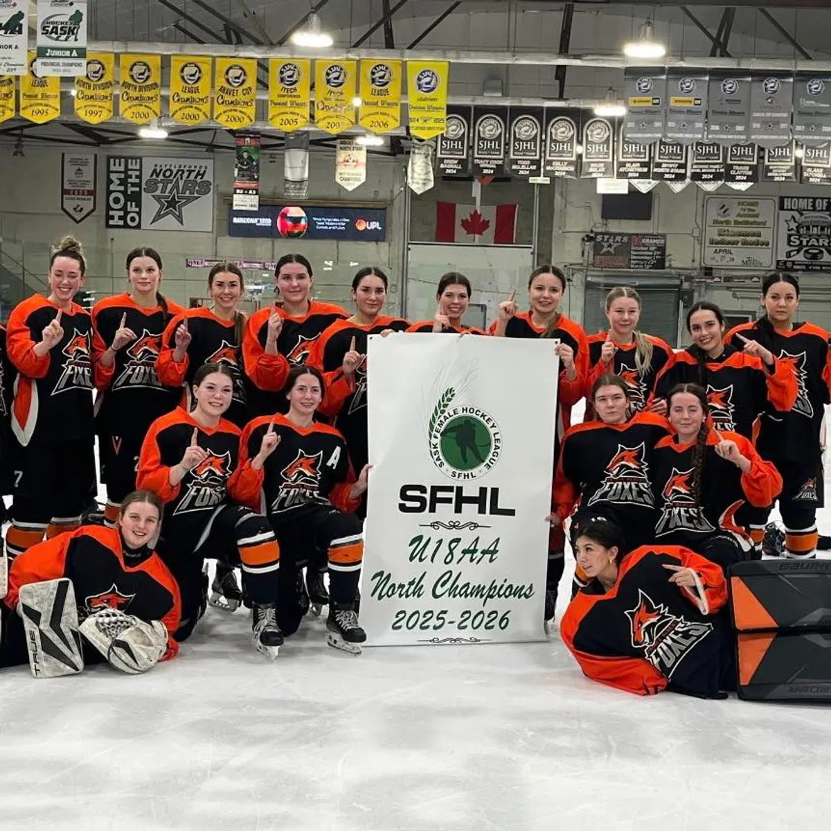 U18 AA North Champions for 2025-26 are the Prince Albert Family Pizza Foxes.