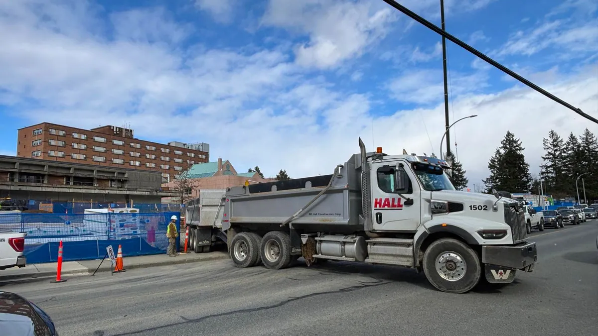 Minor traffic delays due to construction were already occurring on Monday, March 9, near Nanaimo hospital's main entrance off Dufferin Cres.