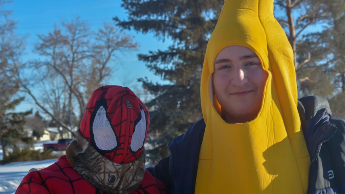 Deanna Covert and Elijah Corban dressed up for the Coldest Night of the Year fundraiser.