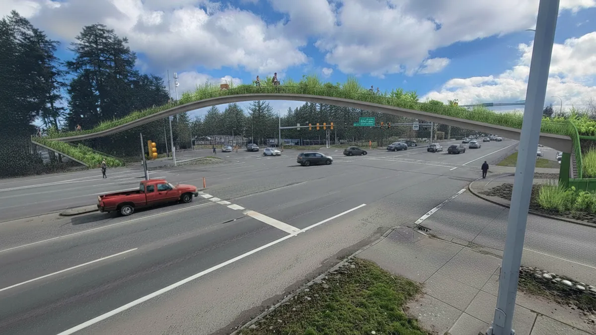 A sketch of the planned overpass at Northfield Rd.