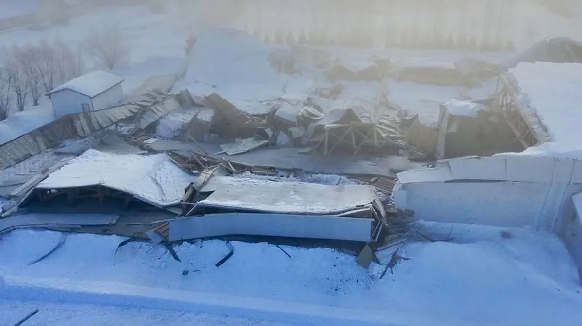 The community hub in Smeaton is shown after a large-scale roof collapse the night of March 30.