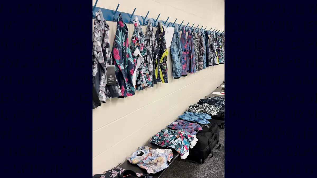 The donated gear lined the walls of Kin 1's locker room, where the skaters had the chance to pick out what suited them best.