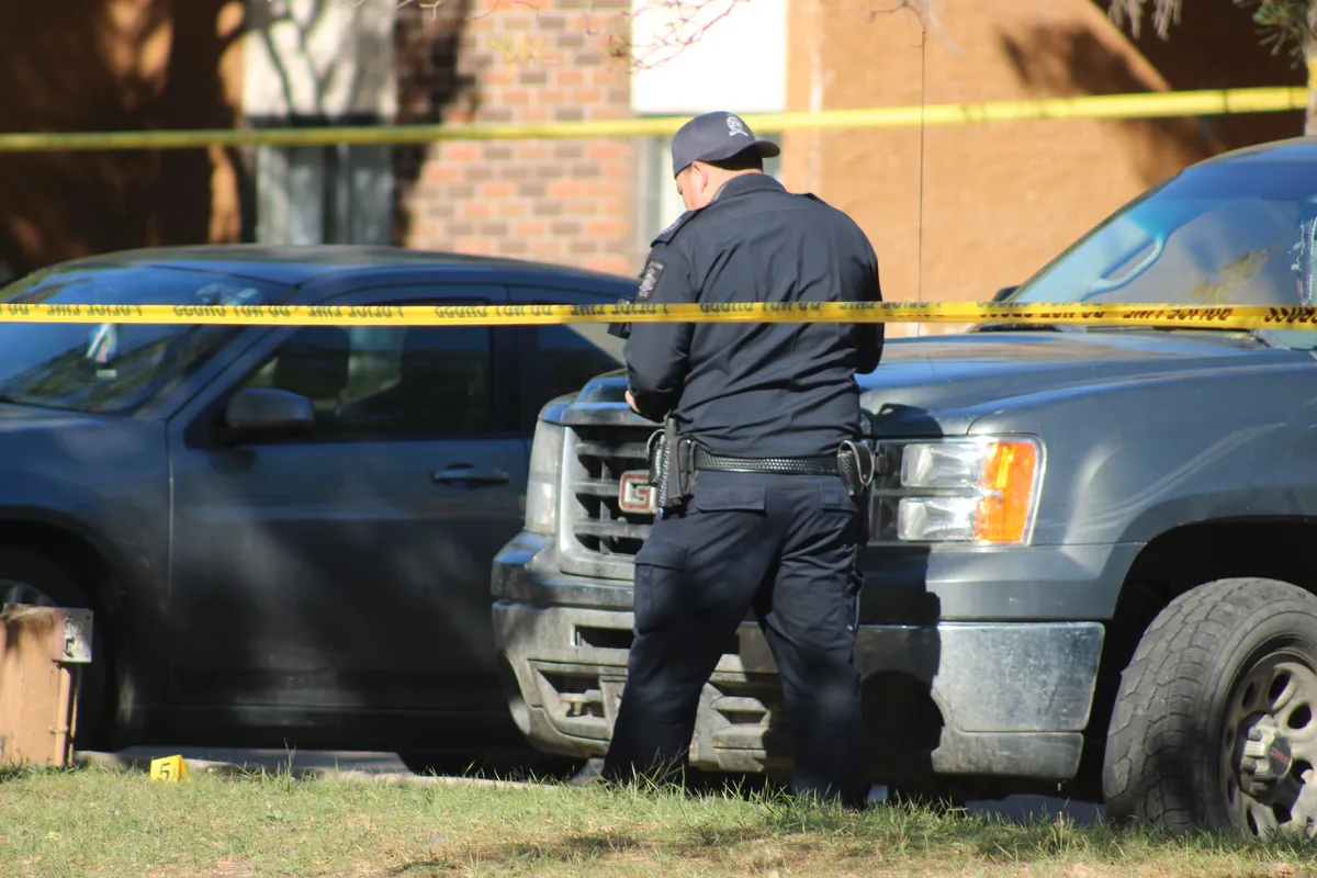 A picture taken of a forensics investigator.