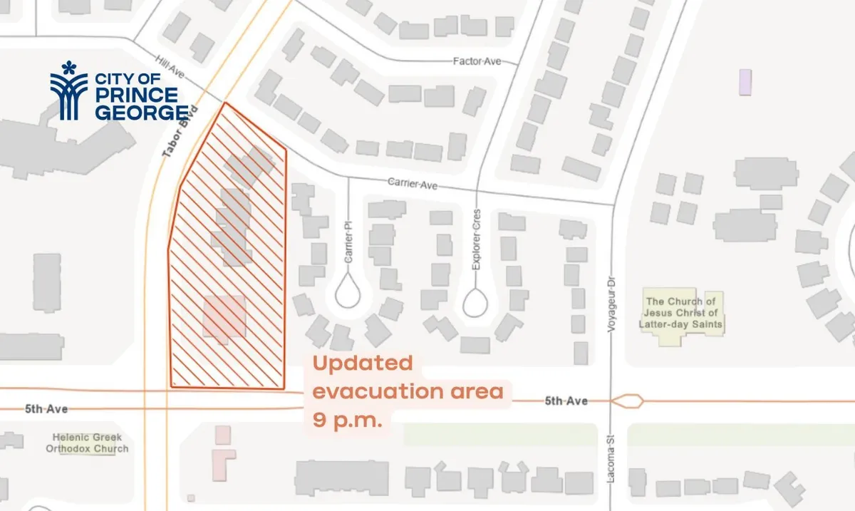Map of the area under an evacuation order due to the gas leak.