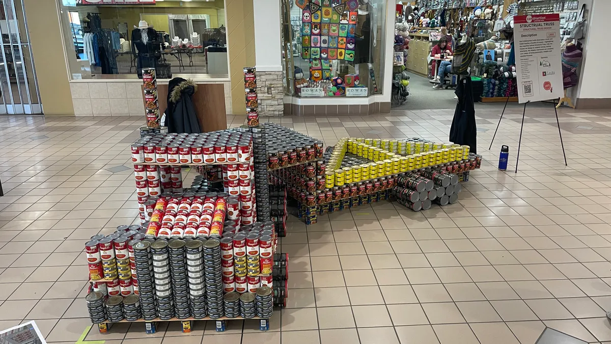 The Canstruction structure from Structural Truss Design.
