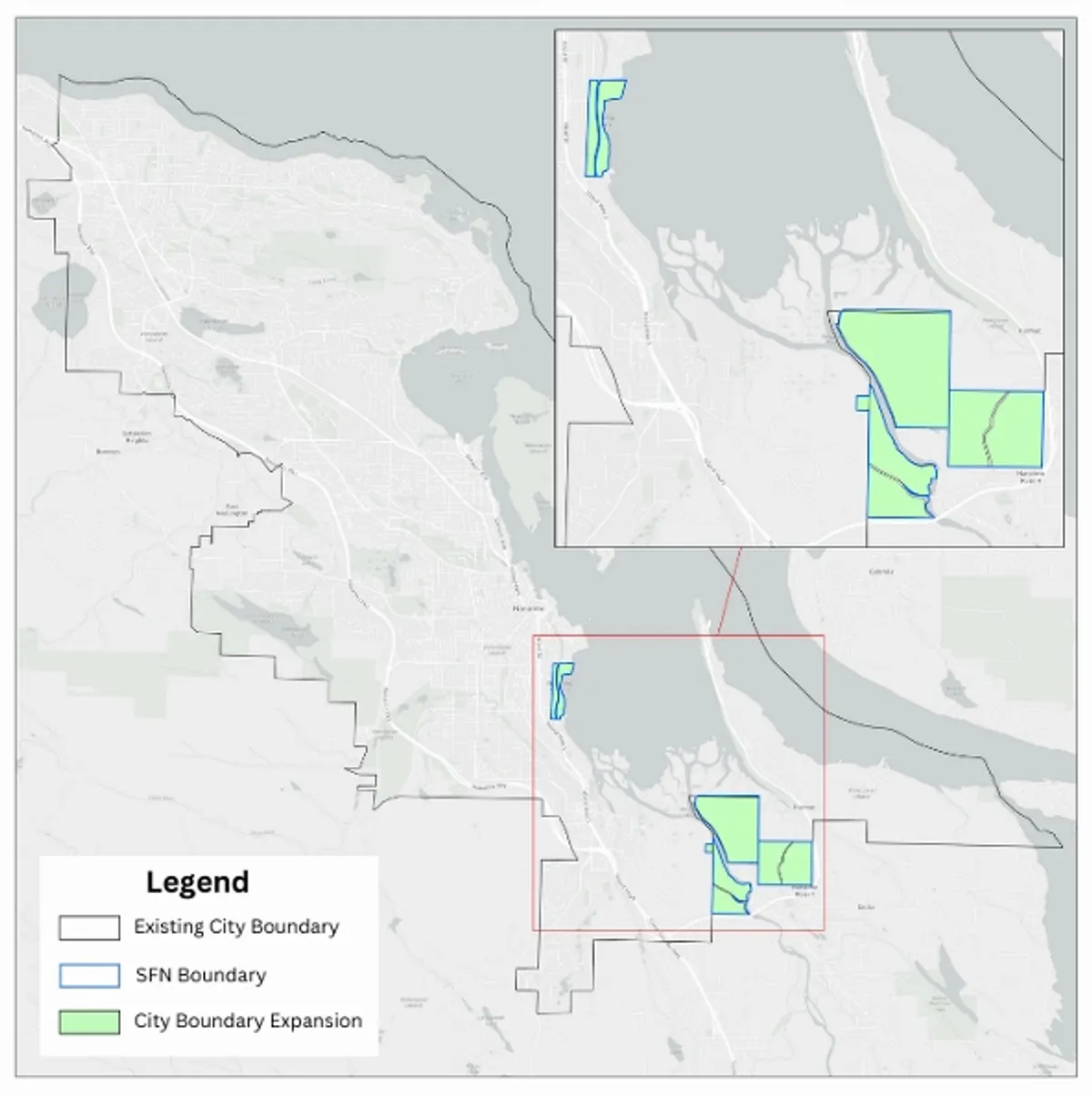 SFN lands to be included in the proposed municipal boundary expansion into the City.