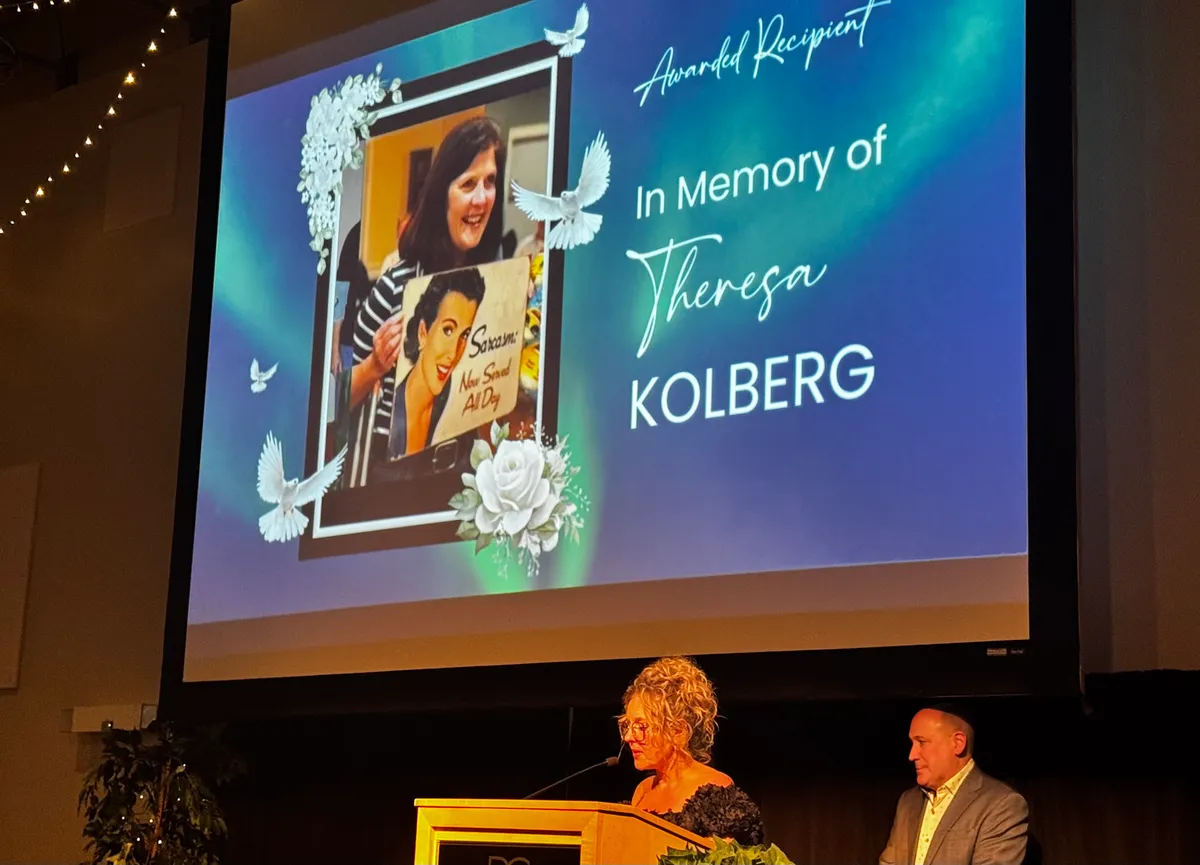 A tribute honouring the legacy of Theresa Kolberg is presented during the Battlefords Healthcare Foundation’s first Healthcare Heroes Appreciation Evening at the Dekker Centre for the Performing Arts on March 12, 2026, in North Battleford.